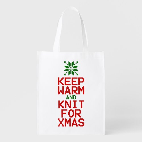 Keep Warm and Knit for Xmas Reusable Grocery Bag