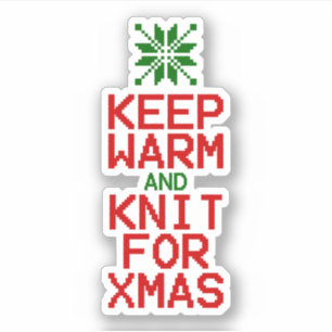 Keep Warm and Knit for Xmas Sticker