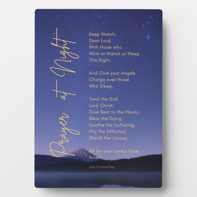Keep Watch Night Prayer with Easel Plaque (Front)