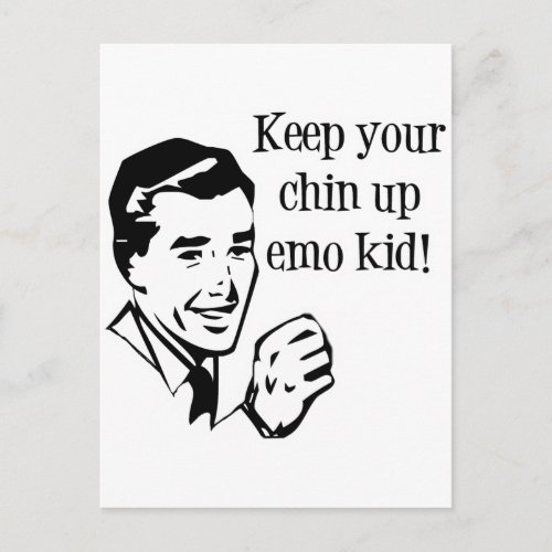 Keep Your Chin Up Emo Kid Postcard