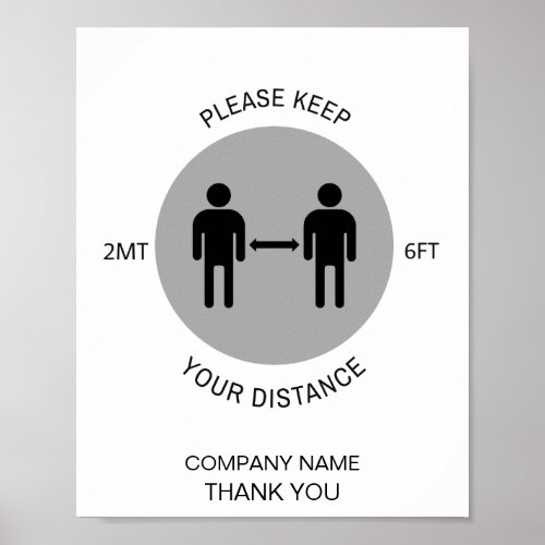 Keep Your Distance COVID Safety Business Name Poster