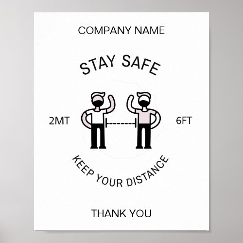 Keep Your Distance COVID Safety Company Name Poster