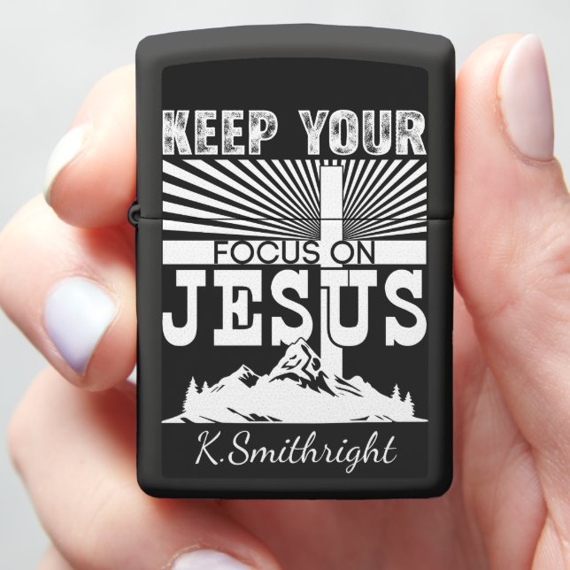 Keep Your Eyes Focused On Jesus Zippo Lighter (In Hand)