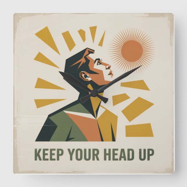 Keep Your Head Up Square Wall Clock (Front)