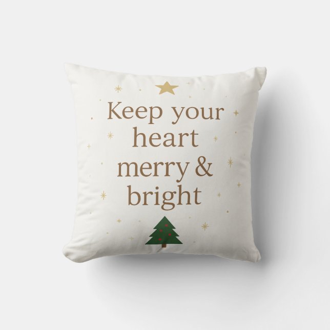 Keep Your Heart Merry & Bright – Cozy Holiday  Throw Pillow (Front)