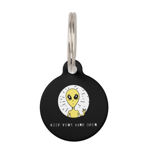 Keep Your Mind Open  Little GreenYellow Men Pet ID Tag