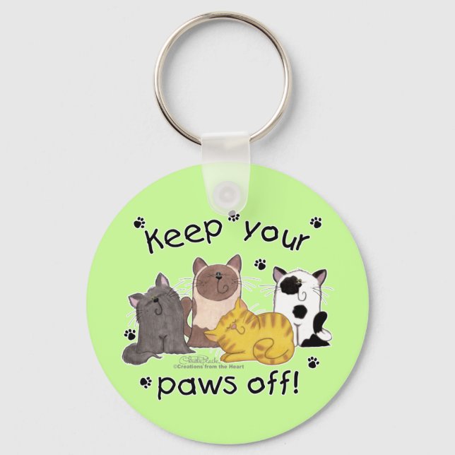 Keep Your Paws Off (cats) Keychain (Front)
