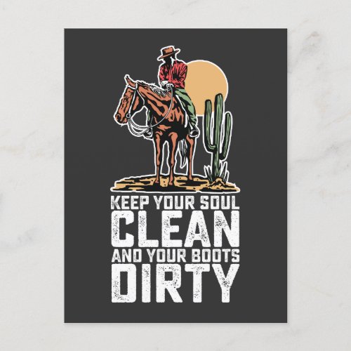 Keep Your Soul Clean And Your Boots Dirty Invitation Postcard