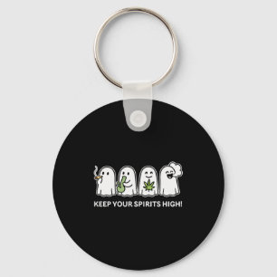 Keep Your Srits High Ghost Smoking Weed Halloween Keychain