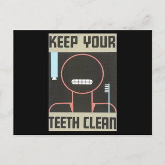 Keep your teeth clean vintage poster postcard
