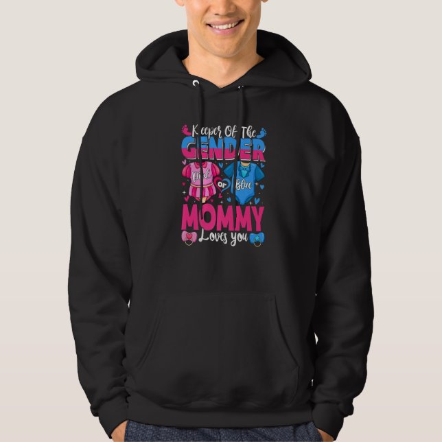Keeper Of Gender Mommy Loves You Pink Or Blue Baby Hoodie (Front)