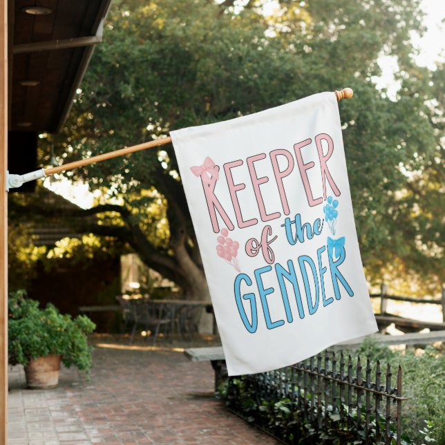 Keeper Of Gender Reveal Boy Girl Pink Blue House Flag (In SItu)