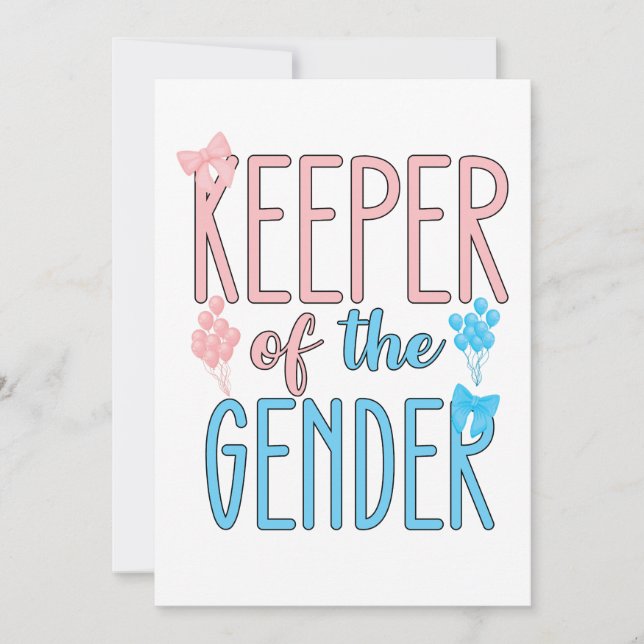 Keeper Of Gender Reveal Boy Girl Pink Blue Invitation (Front)