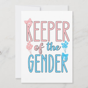 Keeper Of Gender Reveal Boy Girl Pink Blue Invitation