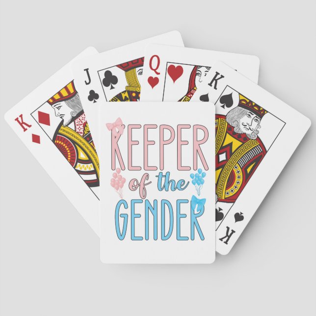 Keeper Of Gender Reveal Boy Girl Pink Blue Poker Cards (Back)