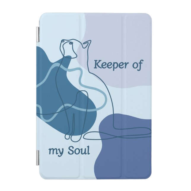 Keeper of My Soul Blue Abstract Cat iPad Case (Front)