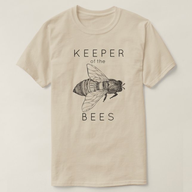 Keeper of the Bees Black Graphic Bee T-Shirt (Design Front)