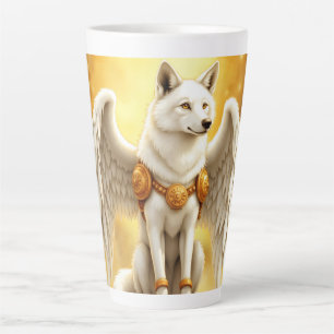 Keeper of the Dawn – The White Winged Wolf. Latte Mug