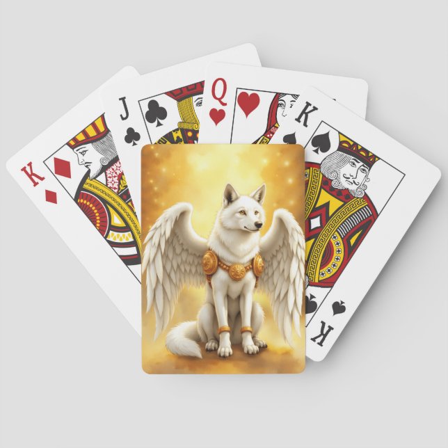Keeper of the Dawn – The White Winged Wolf.  Poker Cards (Back)