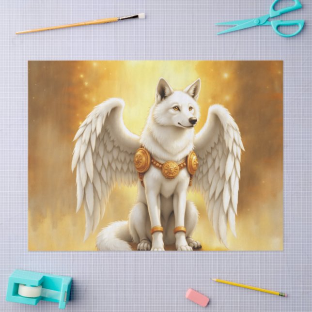 Keeper of the Dawn – The White Winged Wolf. Tissue Paper (Craft)