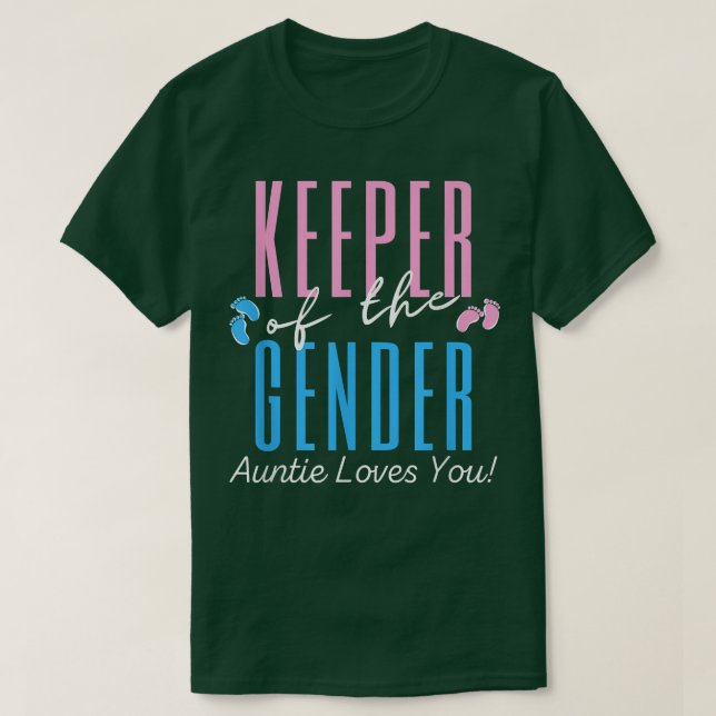 Keeper of the Gender Auntie Reveal Party Baby Anno T-Shirt (Design Front)