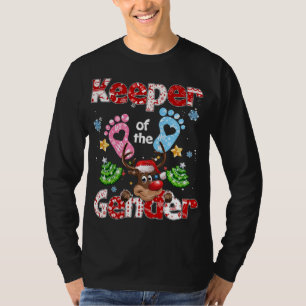 Keeper Of The Gender Christmas Tree Reindeer Holid T-Shirt