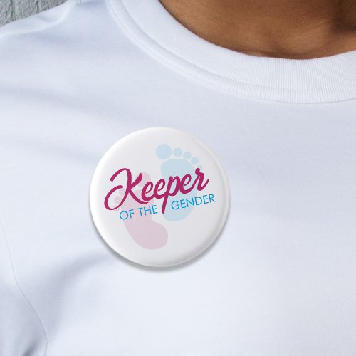 Keeper of the Gender Footprint Baby Shower Button