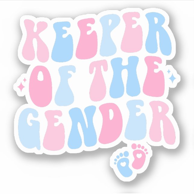 Keeper of the Gender, Gender Reveal Party Gift Sticker (Front)