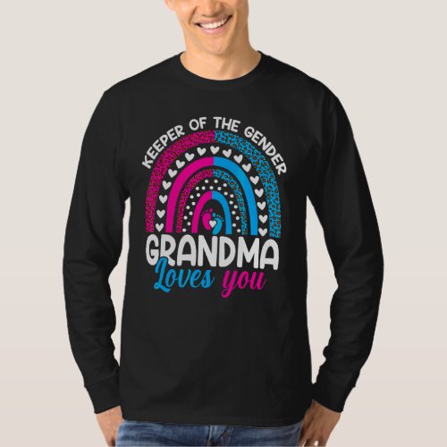 Keeper Of The Gender Grandma Loves You Baby Announ T_Shirt