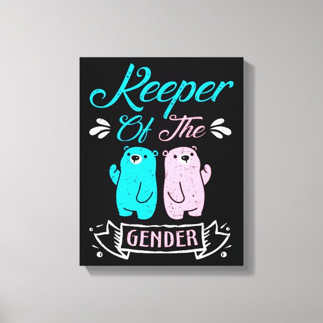 Keeper of the Gender Pink and Blue Teddy Bear Canvas Print (Front)