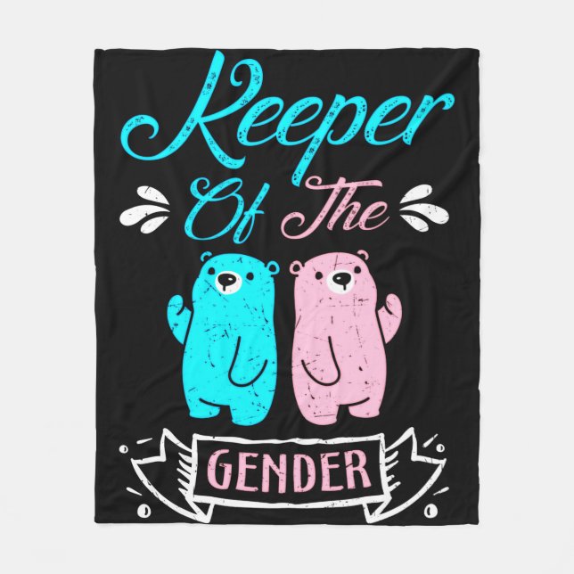 Keeper of the Gender Pink and Blue Teddy Bear Fleece Blanket (Front)