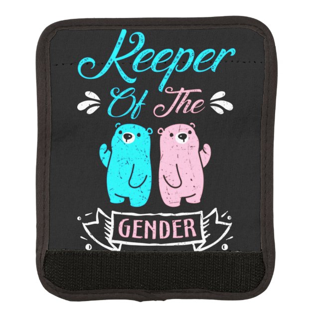 Keeper of the Gender Pink and Blue Teddy Bear Luggage Handle Wrap (Front)