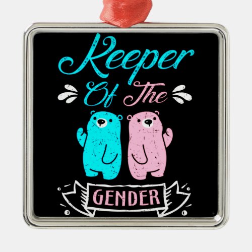 Keeper of the Gender Pink and Blue Teddy Bear Metal Ornament