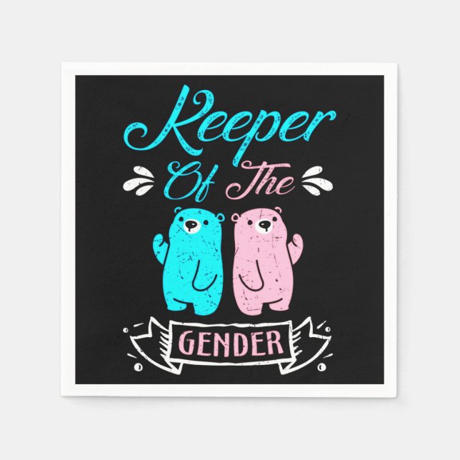 Keeper of the Gender Pink and Blue Teddy Bear Napkins (Front)
