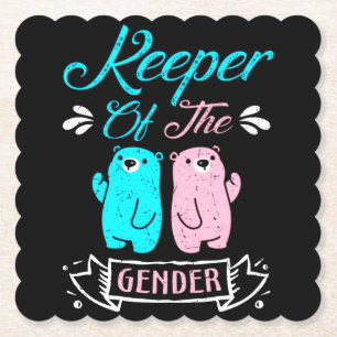 Keeper of the Gender Pink and Blue Teddy Bear Paper Coaster