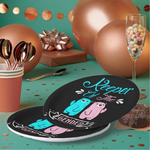 Keeper of the Gender Pink and Blue Teddy Bear Paper Plates