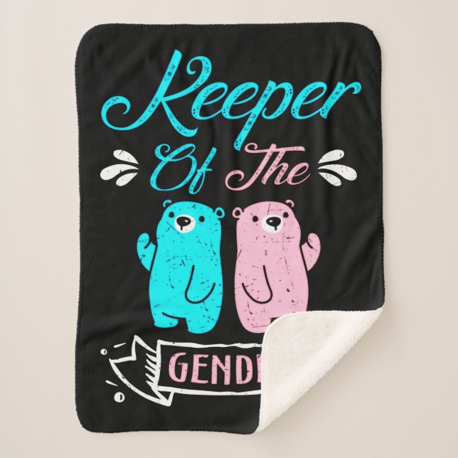 Keeper of the Gender Pink and Blue Teddy Bear Sherpa Blanket (Front)