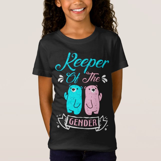 Keeper of the Gender Pink and Blue Teddy Bear T-Shirt (Front)