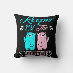 Keeper of the Gender Pink and Blue Teddy Bear Throw Pillow