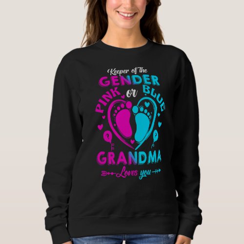 Keeper Of The Gender Pink Or Blue Grandma Loves Yo Sweatshirt