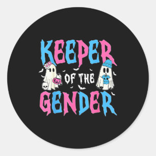 Keeper Of The Gender Pumpkin Halloween Baby Gender Classic Round Sticker