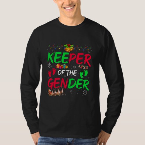 Keeper Of The Gender Reveal Announcement Reindeer T_Shirt