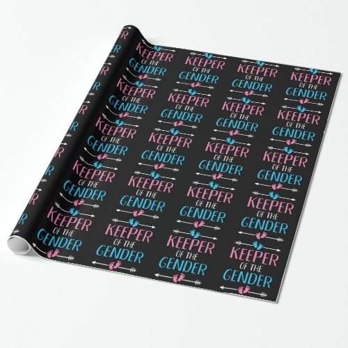 Keeper of the gender reveal baby announcement wrapping paper