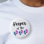Keeper Of The Gender Reveal Baby Feet Baby Shower Button at Zazzle