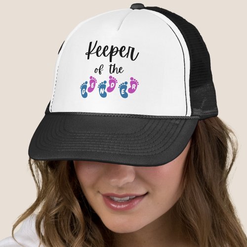 Keeper of the Gender Reveal Baby Feet Baby Shower Trucker Hat