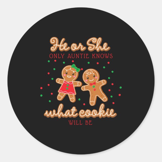Keeper Of The Gender Reveal Gingerbread Auntie  Classic Round Sticker (Front)