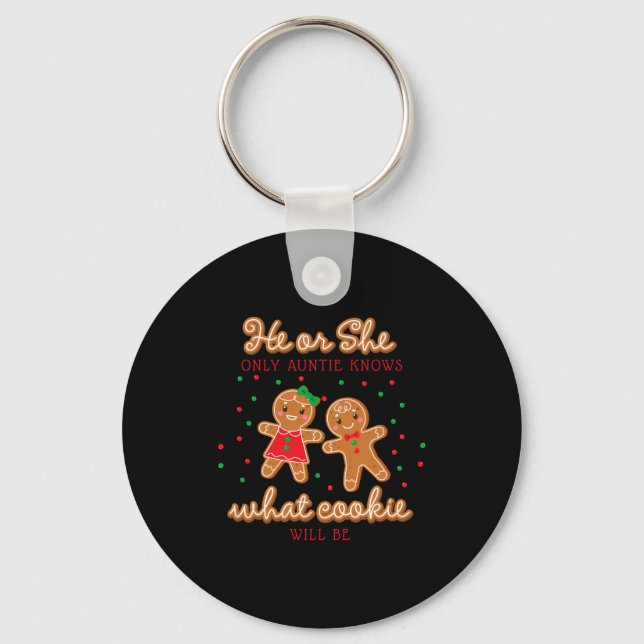 Keeper Of The Gender Reveal Gingerbread Auntie  Keychain (Front)