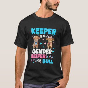 Keeper of The Gender Reveal Highland Cow Baby Anno T-Shirt