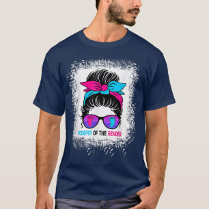 Keeper Of The Gender Reveal Messy Bun Baby Announc T-Shirt