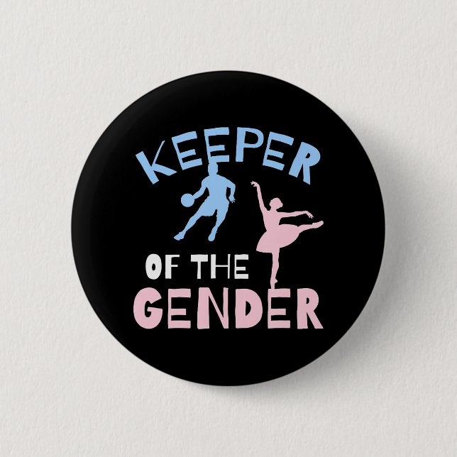 Keeper Of The Gender Reveal Party Basketball Button (Front)